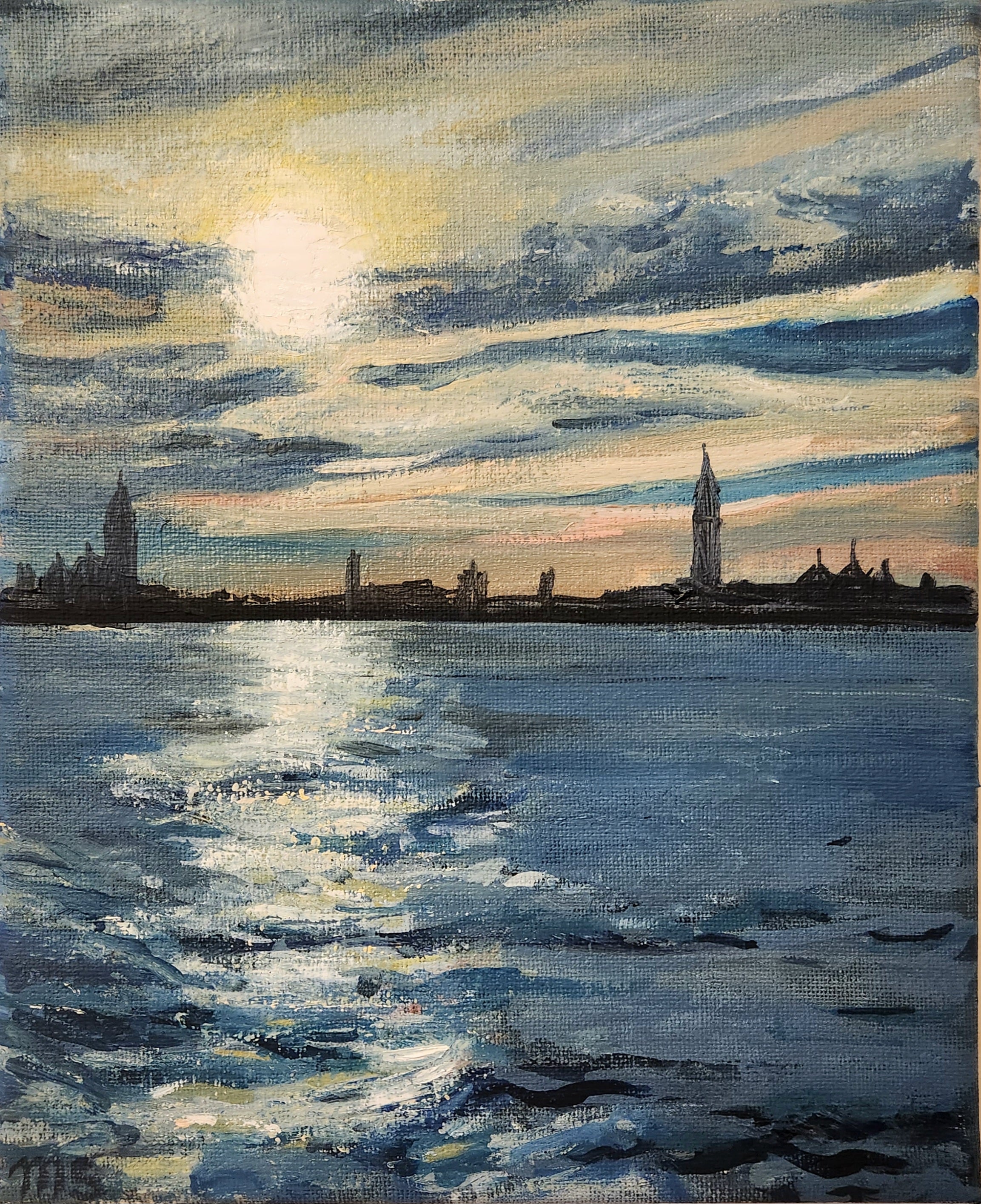Venice Lagoon, Oil on Canvas, 8"x10"
