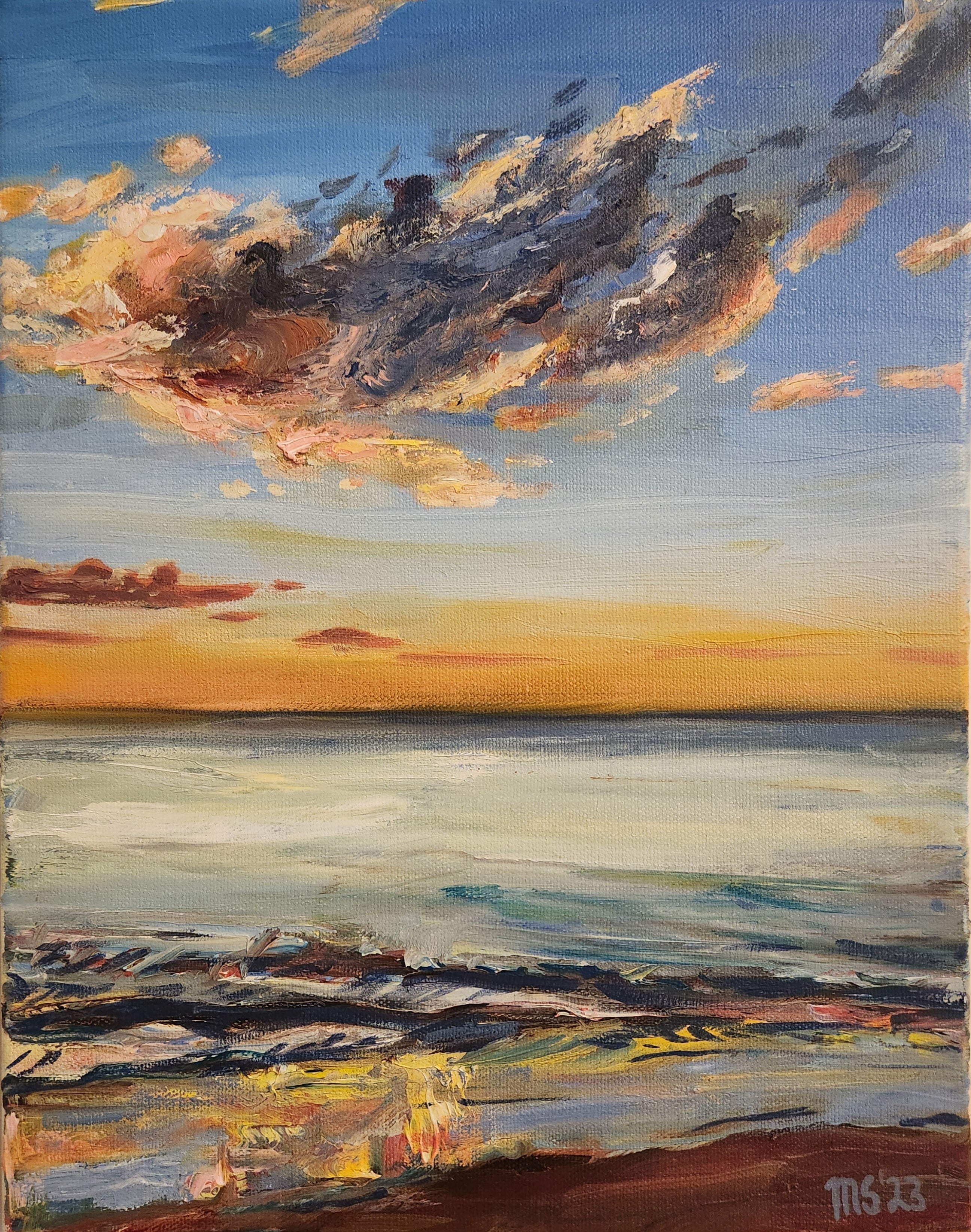 Naples Sunset, Original Oil Painting, 11"x14"