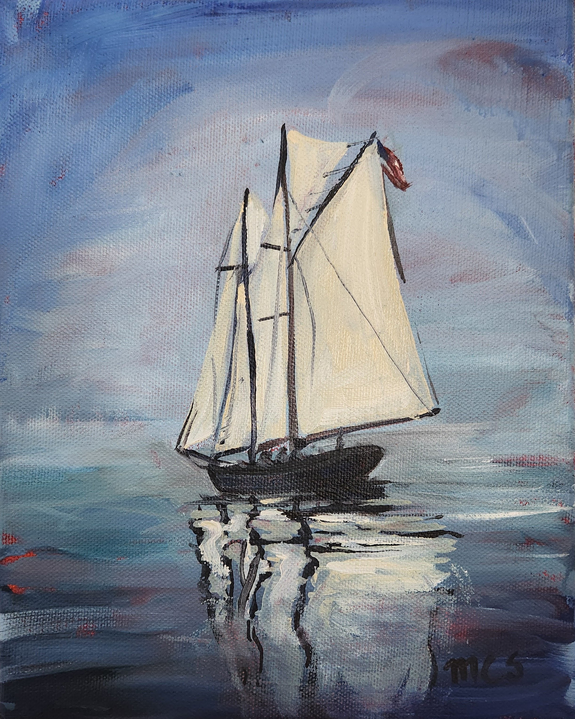 The Schooner “Ignomar”, Original Oil on Canvas, 8"x10"