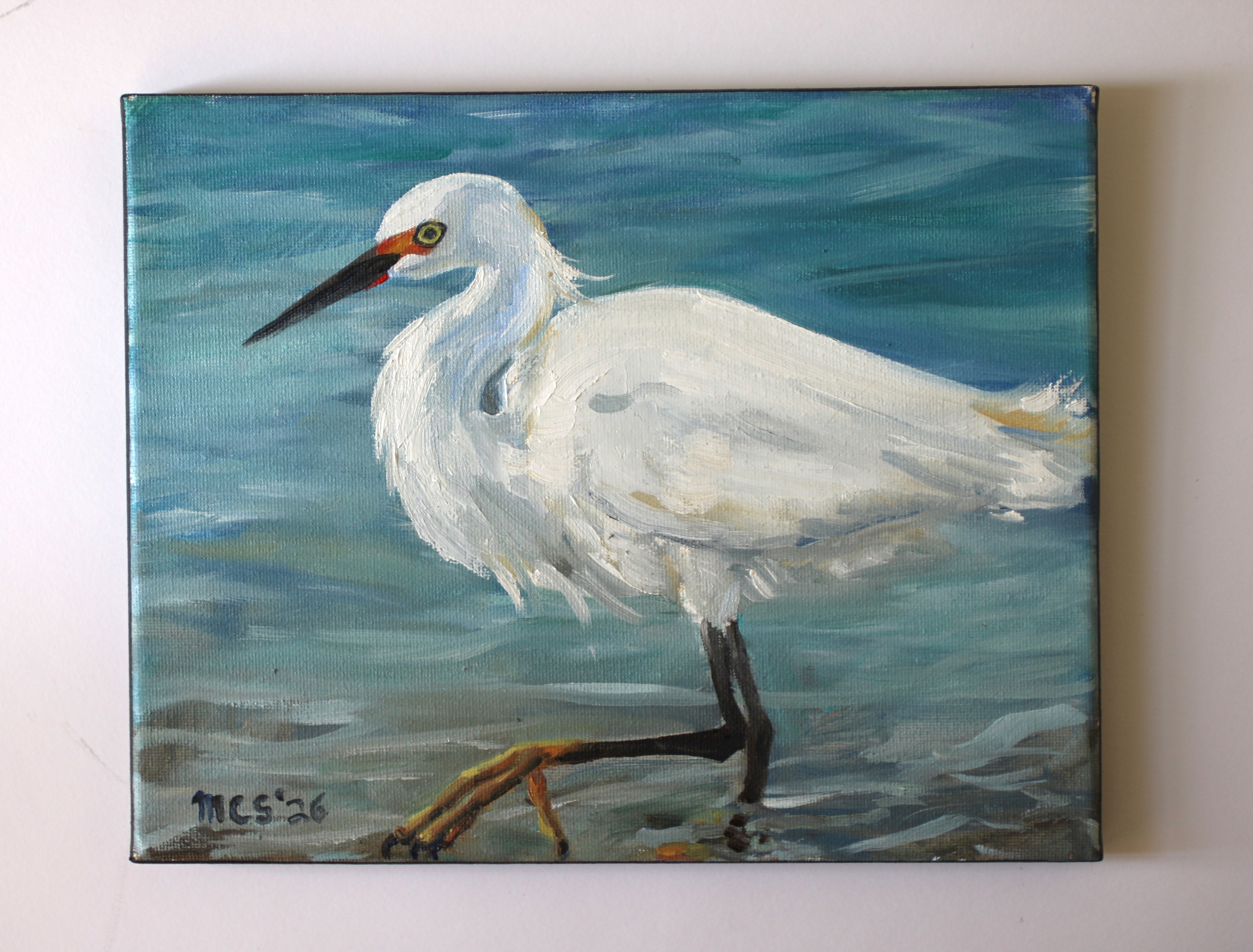 Egret, Oil on canvas, 8" x 10"