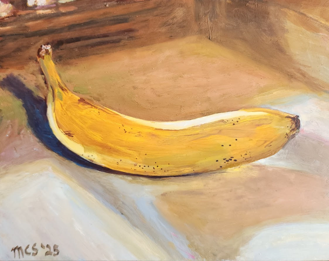 Banana, Original Oil on Panel, 8"x10"
